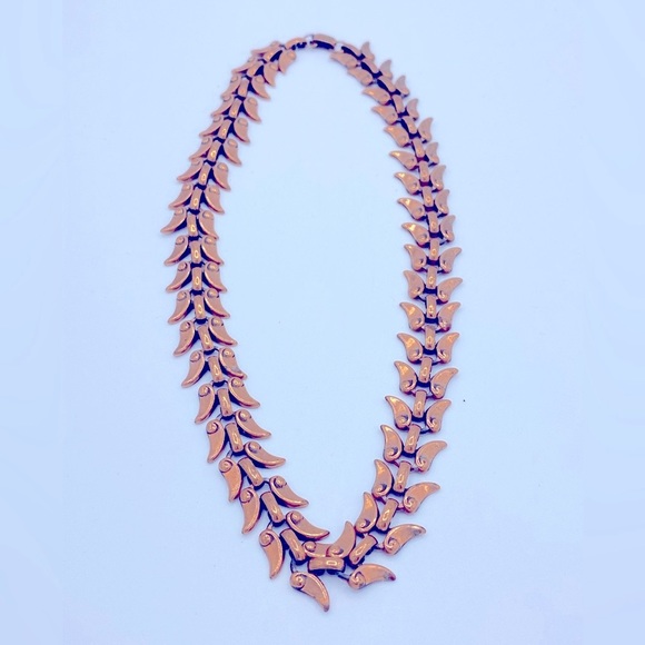 Vintage Renoir Copper Leaf Necklace / Choker Signed Renoir On Clasp 1946-1964 - Picture 6 of 8